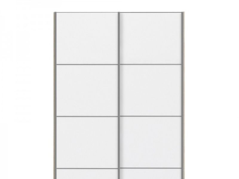 FTG Verona Truffle Oak And White Sliding Door Wardrobe (120cm 2 x Shelf)