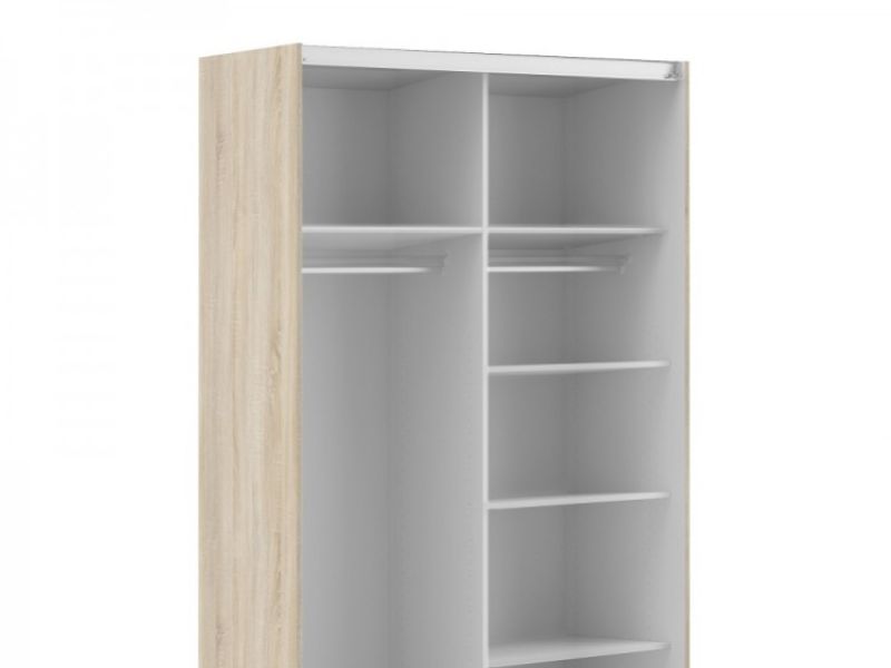 FTG Verona Oak And White Sliding Door Wardrobe (120cm 5 x Shelf)