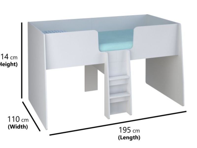 Kidsaw Loft Station 3ft Single White Wooden Cabin Bed
