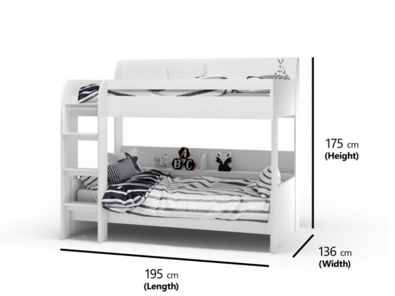 Kidsaw Ariel White Wooden Bunk Bed