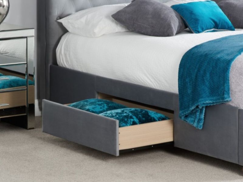 Birlea Marlow 4ft6 Double Grey Fabric Bed Frame with 2 Drawers