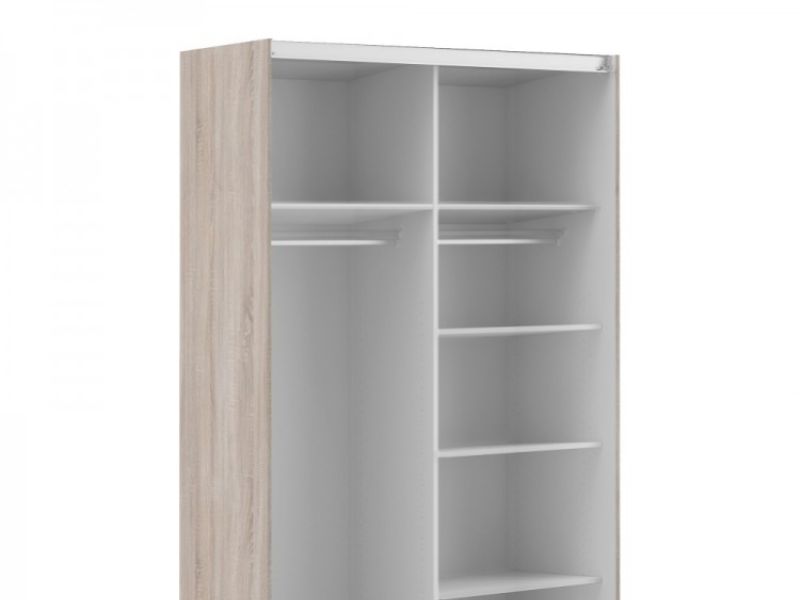 FTG Verona Truffle Oak Finish Sliding Door Wardrobe (120cm 5 x Shelf)