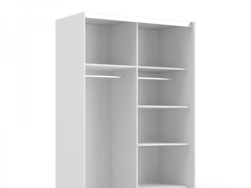 FTG Verona White And Truffle Oak Sliding Door Wardrobe (120cm 5 x Shelf)
