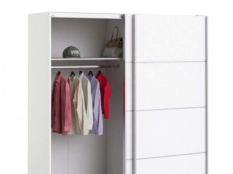 FTG Verona White Sliding Door Wardrobe (180cm 2 x Shelf)