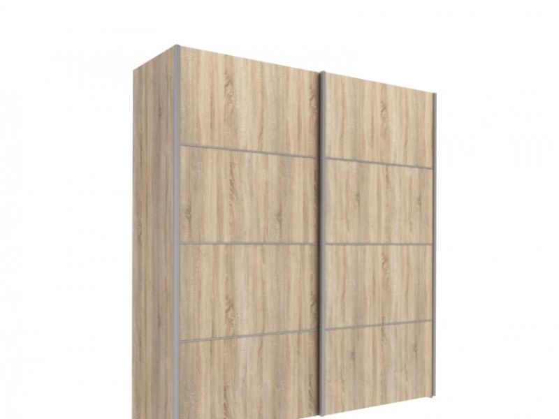 FTG Verona Oak Finish Sliding Door Wardrobe (180cm 2 x Shelf)