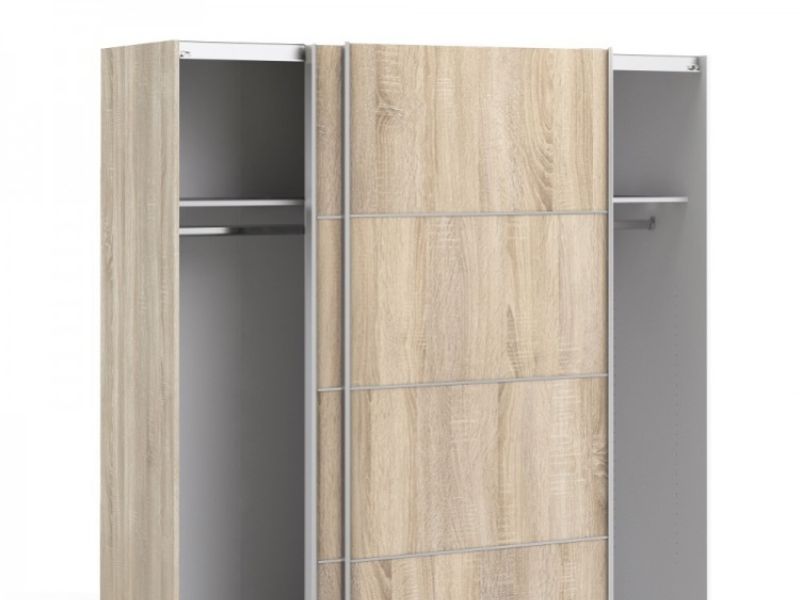 FTG Verona Oak Finish Sliding Door Wardrobe (180cm 2 x Shelf)