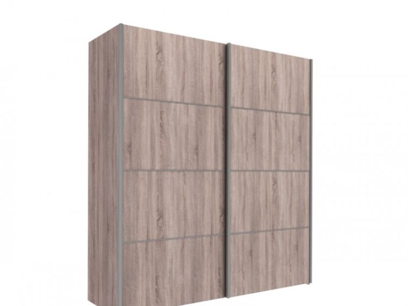 FTG Verona Truffle Oak Finish Sliding Door Wardrobe (180cm 2 x Shelf)