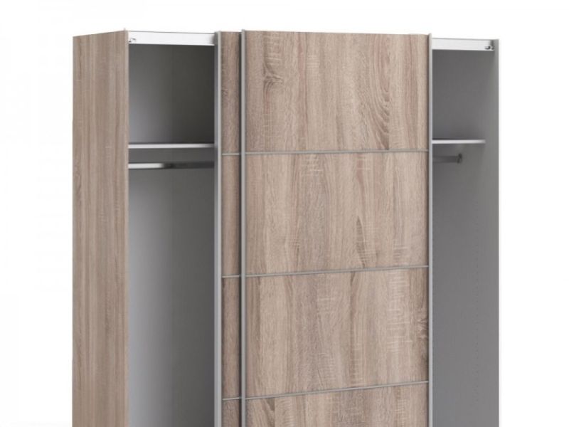 FTG Verona Truffle Oak Finish Sliding Door Wardrobe (180cm 2 x Shelf)