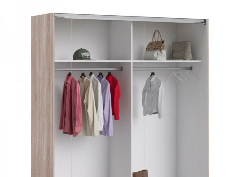 FTG Verona Truffle Oak Finish Sliding Door Wardrobe (180cm 2 x Shelf)