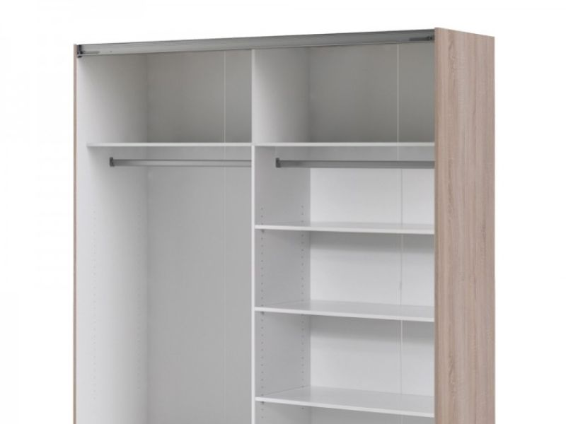 FTG Verona Truffle Oak And White Sliding Door Wardrobe (180cm 5 x Shelf)