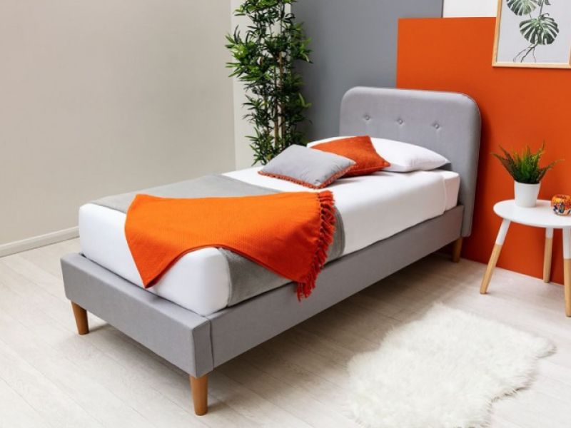 Sleep Design Bisham 3ft Single Grey Fabric Bed Frame