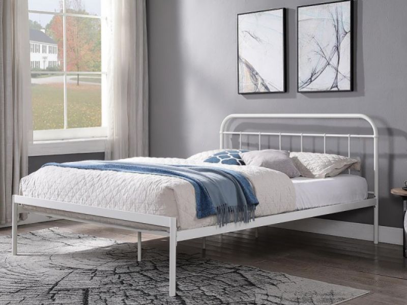 Sleep Design Bourton 4ft6 Double White Metal Bed Frame