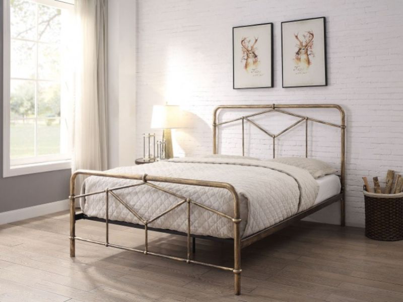 Flintshire Axton 5ft Kingsize Metal Bed Frame In Antique Bronze