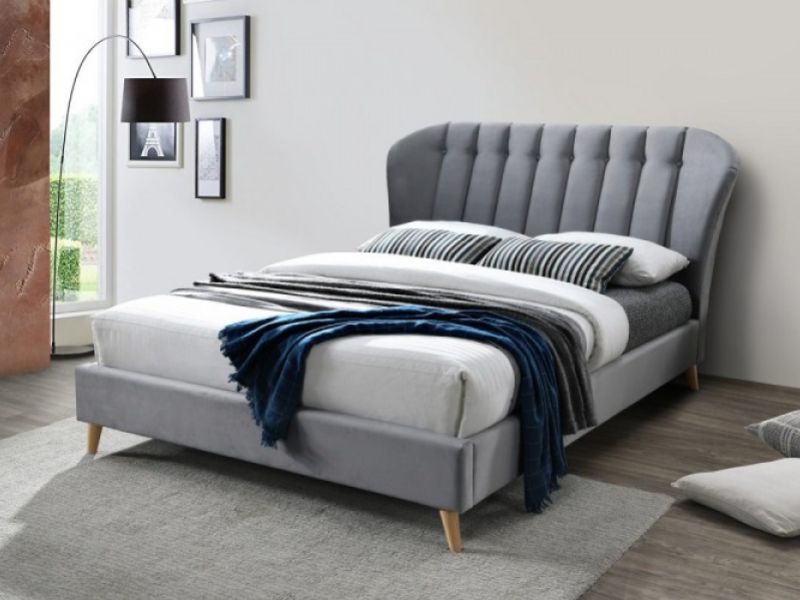 Birlea Elm 4ft Small Double Grey Velvet Fabric Bed Frame