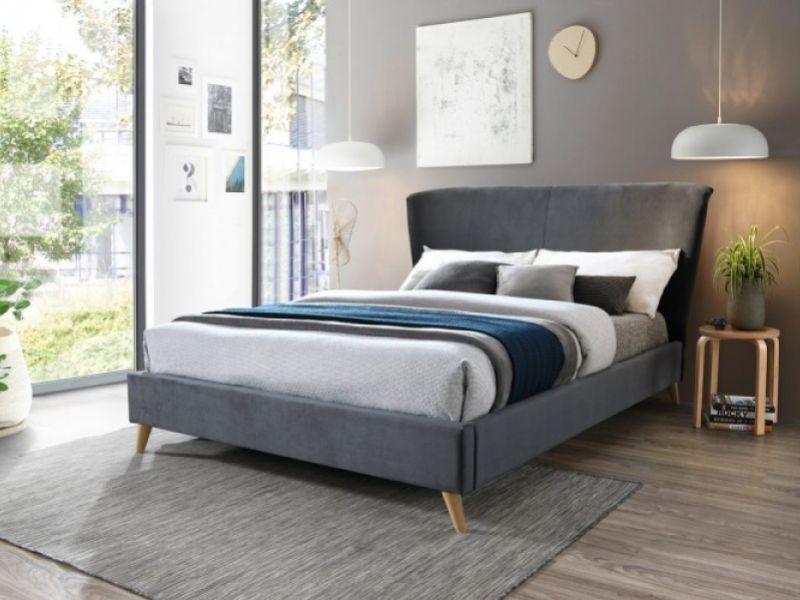 Birlea Rowan 4ft6 Double Grey Velvet Fabric Bed Frame