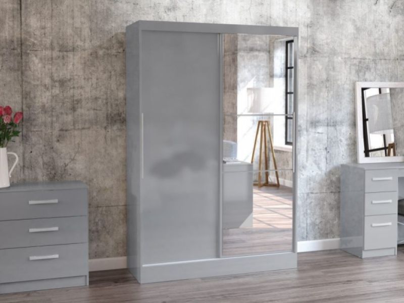 Birlea Lynx Grey Sliding Door Wardrobe with Mirror