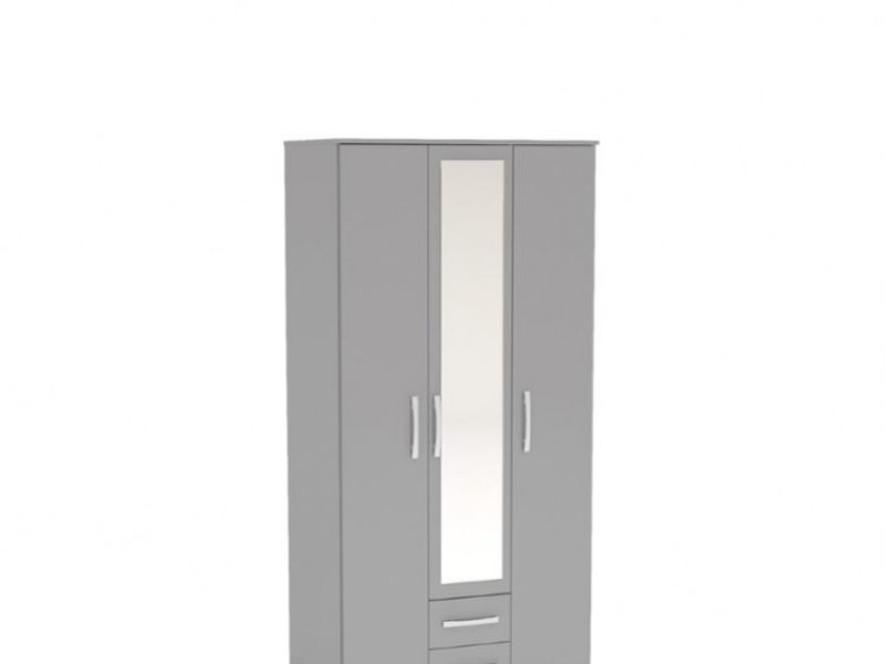 Birlea Lynx Grey 3 Door 2 Drawer Wardrobe With Centre Mirror
