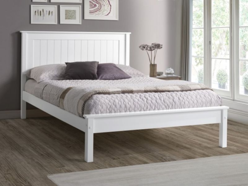 Limelight Taurus 4ft Small Double White Wooden Bed Frame With Low Foot End