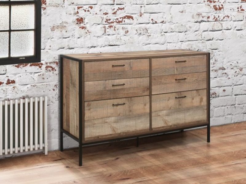 Birlea Urban Rustic 6 Drawer Wide Chest