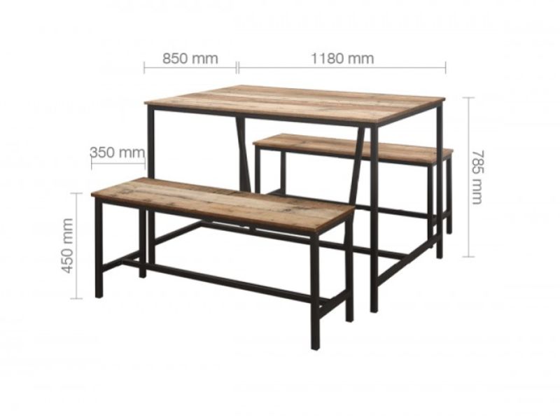 Birlea Urban Rustic Dining Table And Bench Set