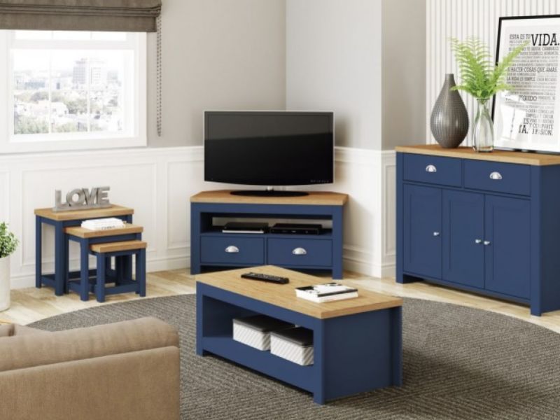 Birlea Winchester 2 Door 2 Drawer Sideboard In Navy Blue And Oak