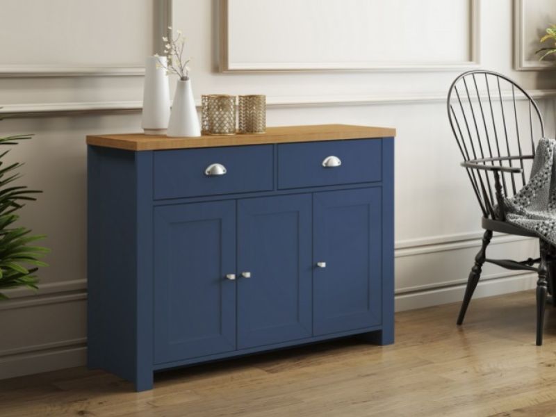 Birlea Winchester 3 Door 2 Drawer Sideboard In Navy Blue And Oak