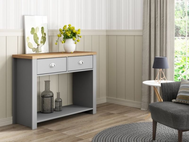 Birlea Winchester 2 Drawer Console Table In Grey And Oak