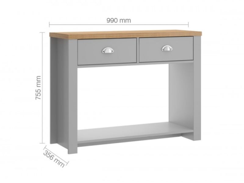 Birlea Winchester 2 Drawer Console Table In Grey And Oak