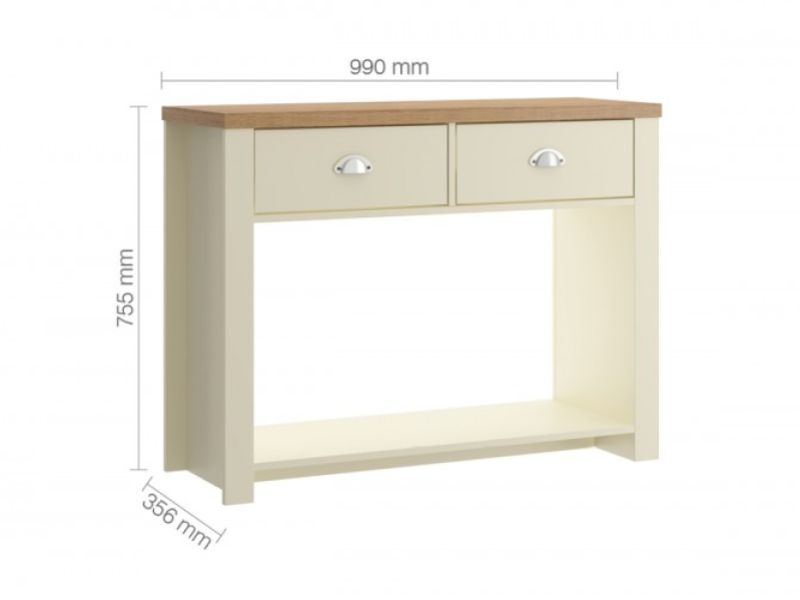 Birlea Winchester 2 Drawer Console Table In Cream And Oak