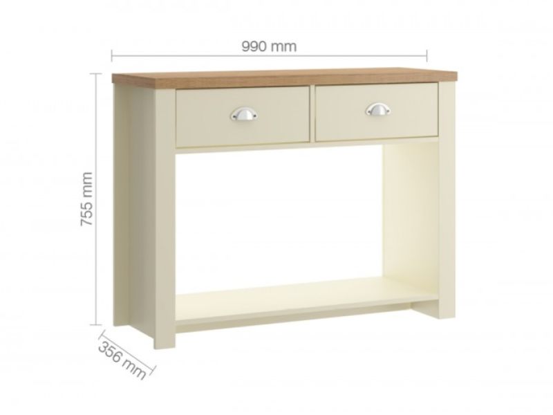 Birlea Winchester 2 Drawer Console Table In Cream And Oak