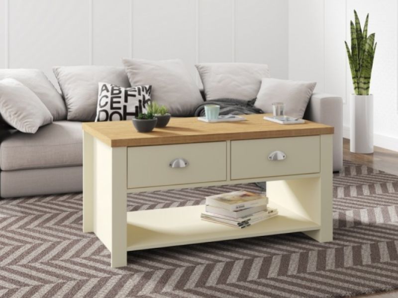 Birlea Winchester 2 Drawer Coffee Table In Cream And Oak