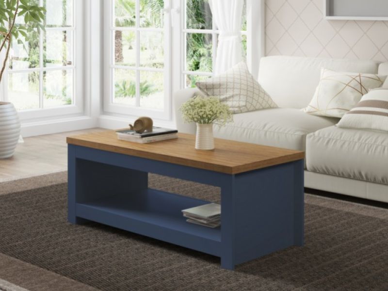 Birlea Winchester Coffee Table In Navy Blue And Oak