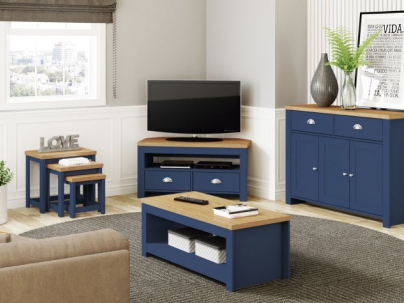 Birlea Winchester Coffee Table In Navy Blue And Oak