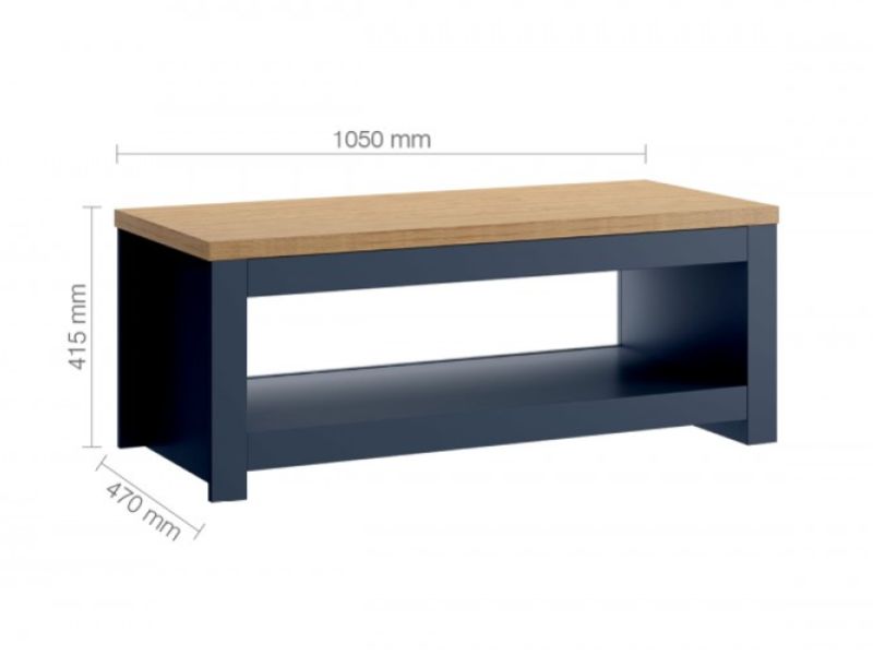 Birlea Winchester Coffee Table In Navy Blue And Oak