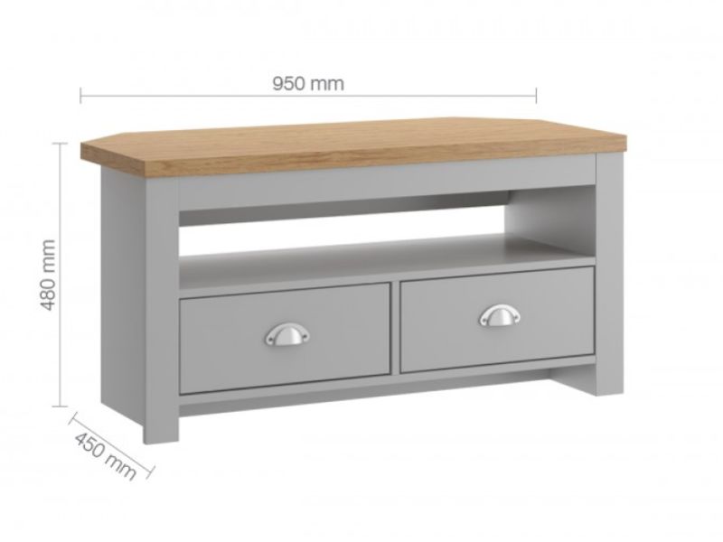 Birlea Winchester Corner TV Unit In Grey And Oak