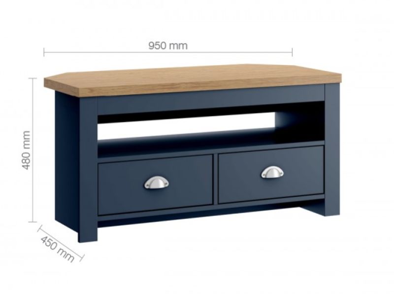 Birlea Winchester Corner TV Unit In Navy Blue And Oak