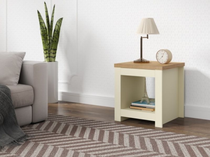 Birlea Winchester Lamp Table In Cream And Oak