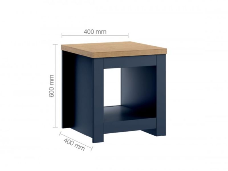 Birlea Winchester Lamp Table In Navy Blue And Oak