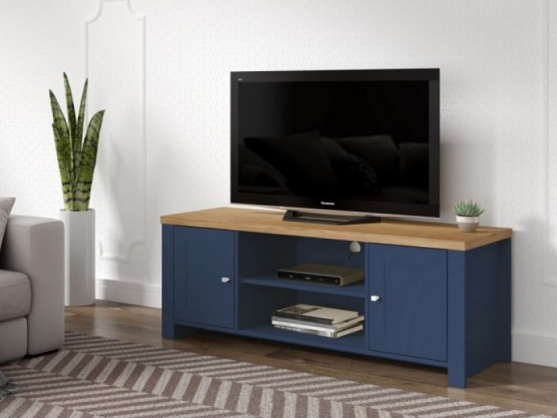 Birlea Winchester Large TV Unit In Navy Blue And Oak