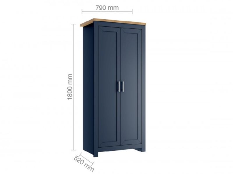 Birlea Winchester 2 Door Wardrobe In Navy Blue And Oak