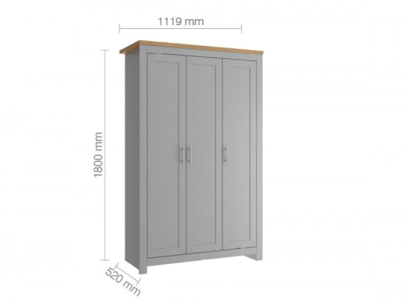 Birlea Winchester 3 Door Wardrobe In Grey And Oak