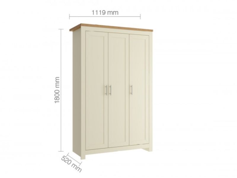 Birlea Winchester 3 Door Wardrobe In Cream And Oak