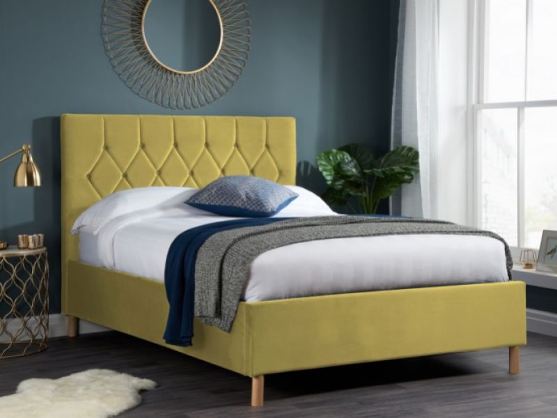 Birlea Loxley 5ft Kingsize Mustard Fabric Ottoman Bed Frame