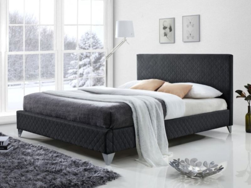 Time Living Brooklyn 5ft Kingsize Dark Grey Fabric Bed Frame