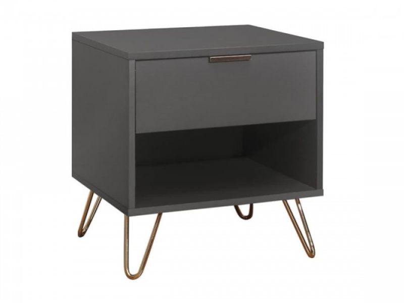 Birlea Arlo 1 Drawer Charcoal Grey Wooden Bedside