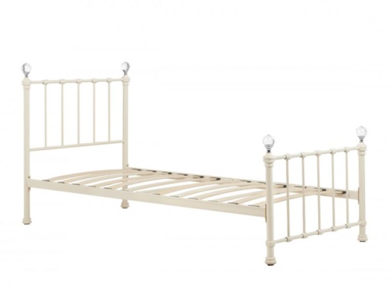 Birlea Jessica 3ft Single Cream Metal Bed Frame with Crystal Finials