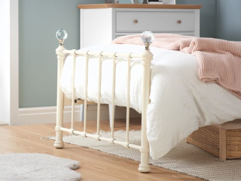 Birlea Jessica 3ft Single Cream Metal Bed Frame with Crystal Finials