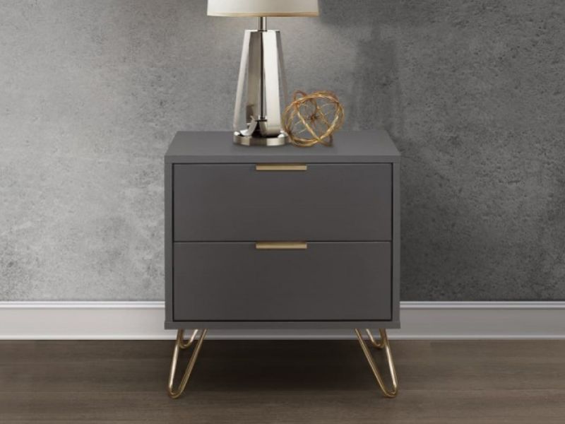 Birlea Arlo 2 Drawer Charcoal Grey Wooden Bedside