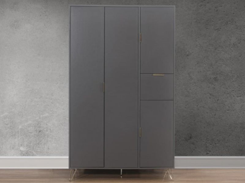 Birlea Arlo 4 Door Wardrobe In Charcoal Grey