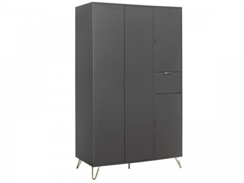 Birlea Arlo 4 Door Wardrobe In Charcoal Grey